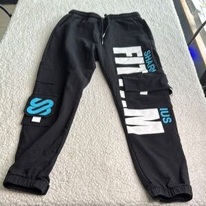 Sharks & Julius Black Joggers with Blue Accents